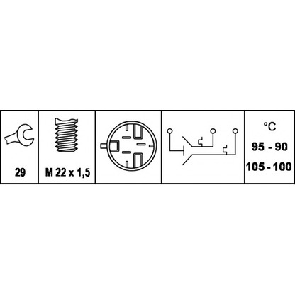 Photo Temperature Switch, radiator fan HELLA 6ZT007837021