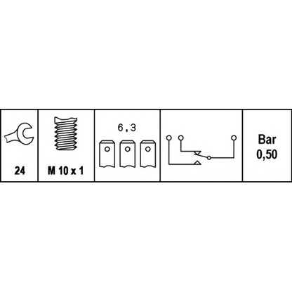 Photo Pressure Switch, brake hydraulics HELLA 6DL003262091