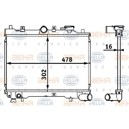 Photo Radiateur, refroidissement du moteur HELLA 8MK376708191