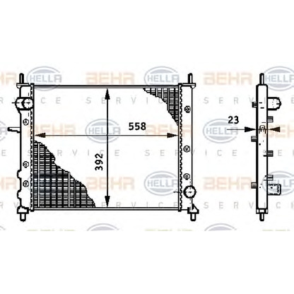 Foto Radiador, refrigeración del motor HELLA 8MK376708501