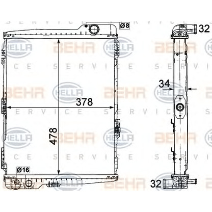 Photo Radiator, engine cooling HELLA 8MK376711274