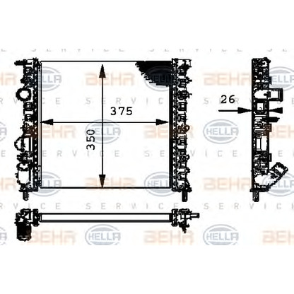 Foto Radiador, refrigeración del motor HELLA 8MK376712631