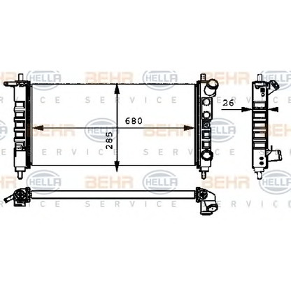 Photo Radiateur, refroidissement du moteur HELLA 8MK376712704