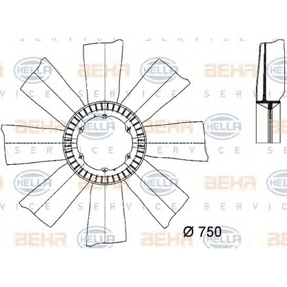 Photo Fan Wheel, engine cooling HELLA 8MV376733151