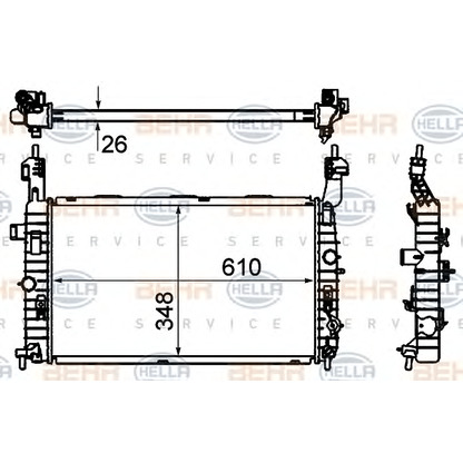 Photo Radiateur, refroidissement du moteur HELLA 8MK376735041