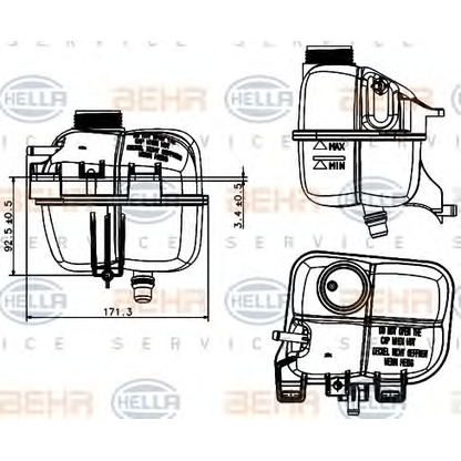 Photo Expansion Tank, coolant HELLA 8MA376737221