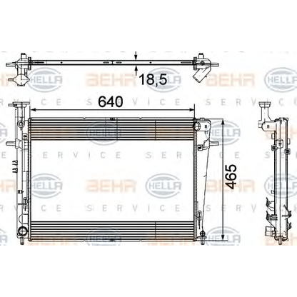 Foto Radiador, refrigeración del motor HELLA 8MK376745611