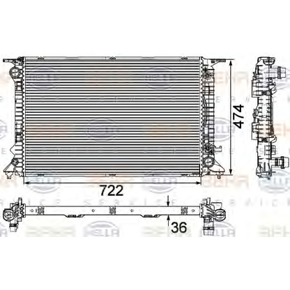 Photo Radiateur, refroidissement du moteur HELLA 8MK376745654