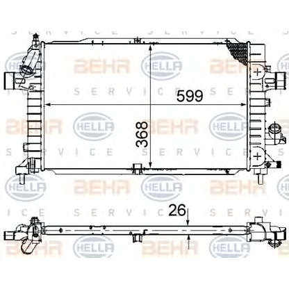 Foto Radiatore, Raffreddamento motore HELLA 8MK376745791