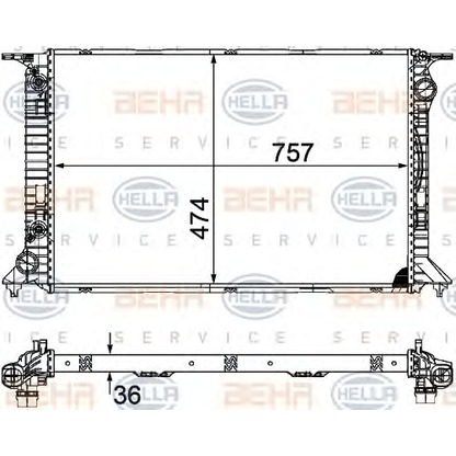 Foto Radiador, refrigeración del motor HELLA 8MK376754741