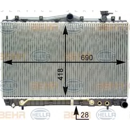 Foto Radiador, refrigeración del motor HELLA 8MK376762221