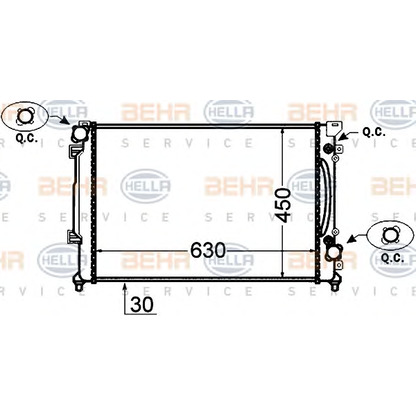 Photo Radiateur, refroidissement du moteur HELLA 8MK376766231