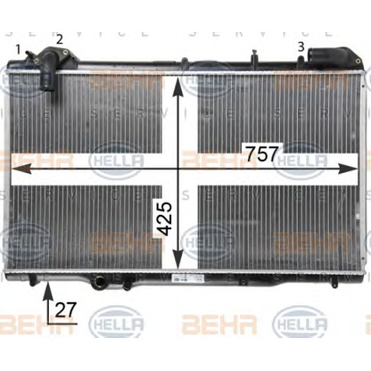 Photo Radiateur, refroidissement du moteur HELLA 8MK376771681