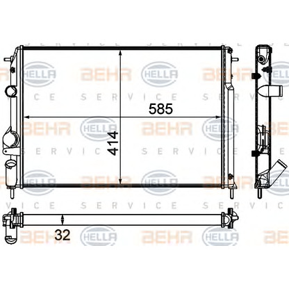 Foto Radiador, refrigeración del motor HELLA 8MK376772011