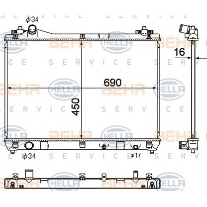 Photo Radiator, engine cooling HELLA 8MK376790241