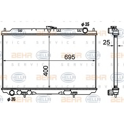 Foto Radiador, refrigeración del motor HELLA 8MK376790291