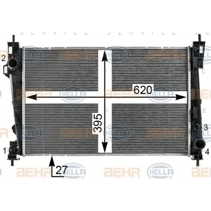 Photo Radiateur, refroidissement du moteur HELLA 8MK376900021