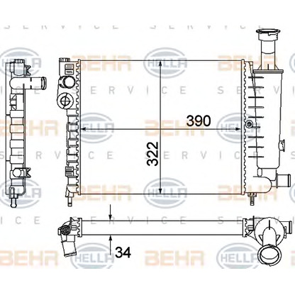 Foto Radiador, refrigeración del motor HELLA 8MK376901121