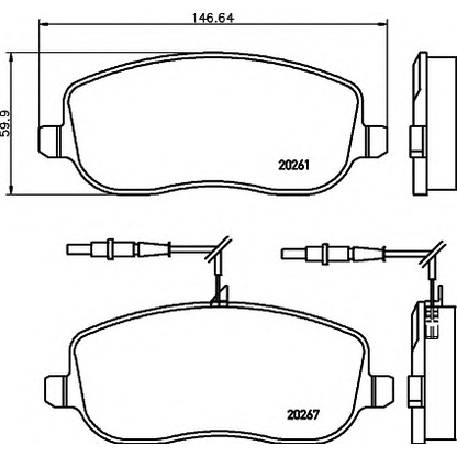 Фото Комплект тормозных колодок, дисковый тормоз HELLA 8DB355010501