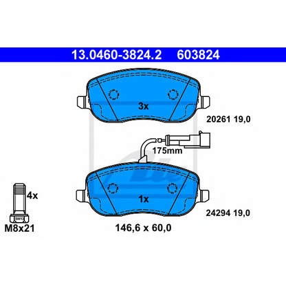 Photo Brake Pad Set, disc brake ATE 13046038242