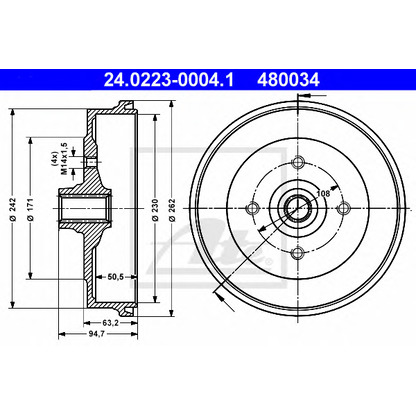 Photo Brake Drum ATE 24022300041