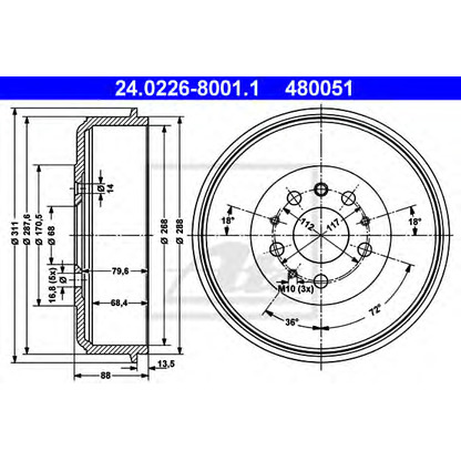 Photo Brake Drum ATE 24022680011