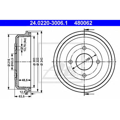 Photo Brake Drum ATE 24022030061