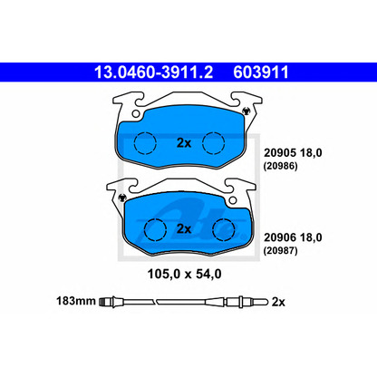 Photo Brake Pad Set, disc brake ATE 13046039112