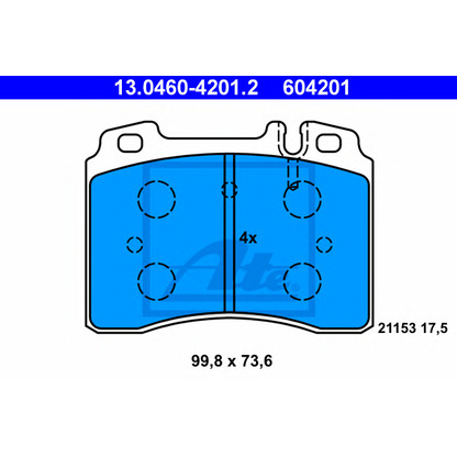 Photo Kit de plaquettes de frein, frein à disque ATE 13046042012