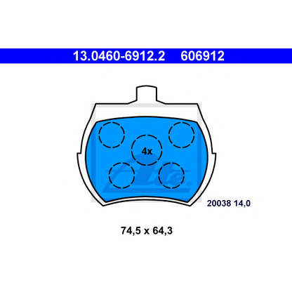 Photo Kit de plaquettes de frein, frein à disque ATE 13046069122