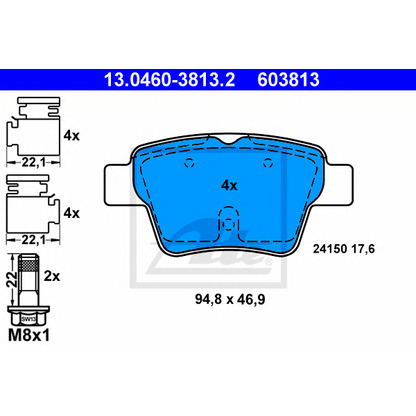 Photo Brake Pad Set, disc brake ATE 13046038132