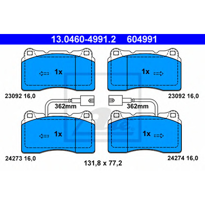 Photo Brake Pad Set, disc brake ATE 13046049912