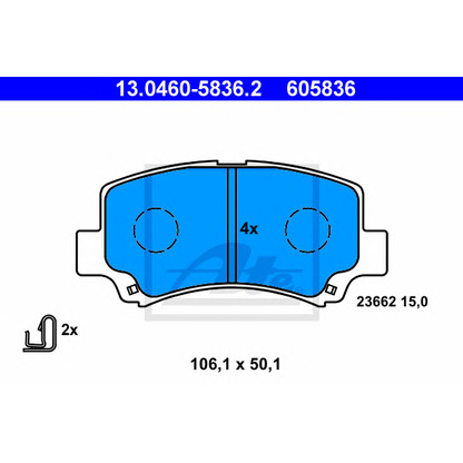 Photo Kit de plaquettes de frein, frein à disque ATE 13046058362