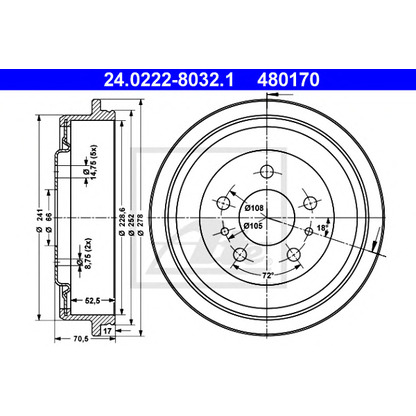 Photo Tambour de frein ATE 24022280321