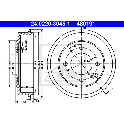 Photo Brake Drum ATE 24022030451