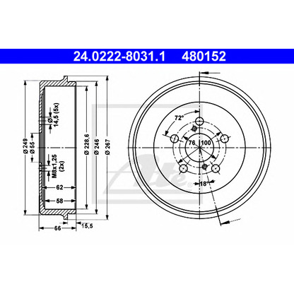 Фото Тормозной барабан ATE 24022280311