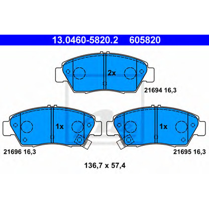 Photo Brake Pad Set, disc brake ATE 13046058202