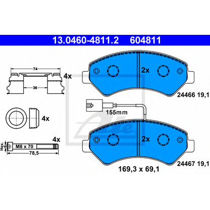 Photo Brake Pad Set, disc brake ATE 13046048112