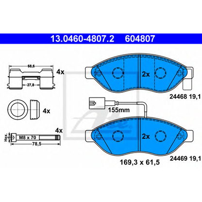 Photo Brake Pad Set, disc brake ATE 13046048072