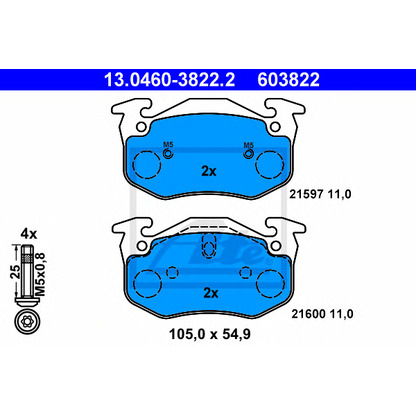 Photo Brake Pad Set, disc brake ATE 13046038222