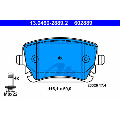 Photo Brake Pad Set, disc brake ATE 13046028892