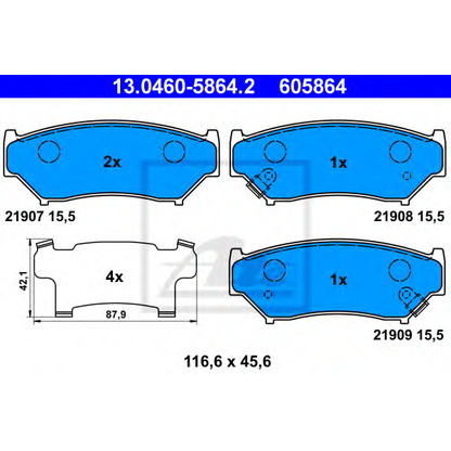 Photo Brake Pad Set, disc brake ATE 13046058642