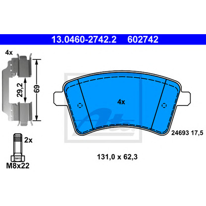 Photo Brake Pad Set, disc brake ATE 13046027422