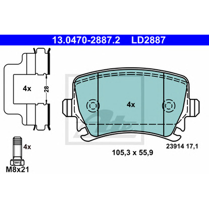 Photo Brake Pad Set, disc brake ATE 13047028872