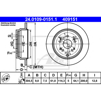 Photo Brake Disc ATE 24010901511