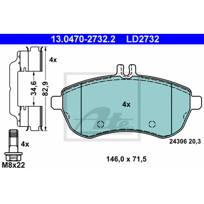 Photo Brake Pad Set, disc brake ATE 13047027322