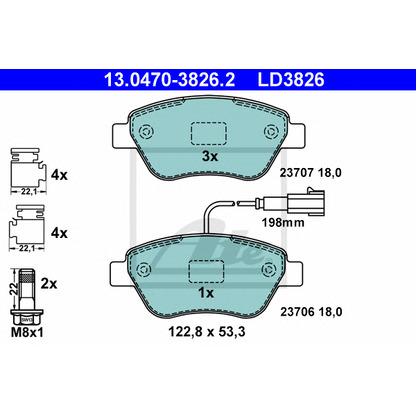 Photo Brake Pad Set, disc brake ATE 13047038262