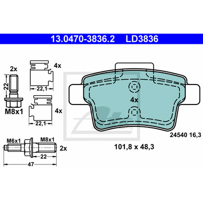 Photo Brake Pad Set, disc brake ATE 13047038362