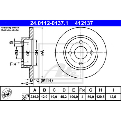 Photo Brake Disc ATE 24011201371