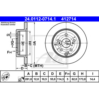 Photo Brake Disc ATE 24011207141